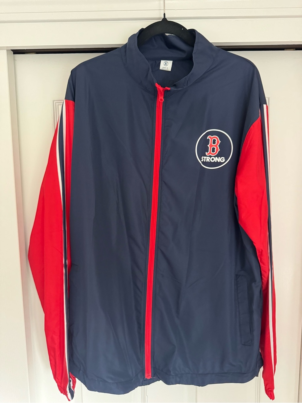 Boston Strong Navy and Red Zip-Up Windbreaker Jacket - Jet Blue Sponsor